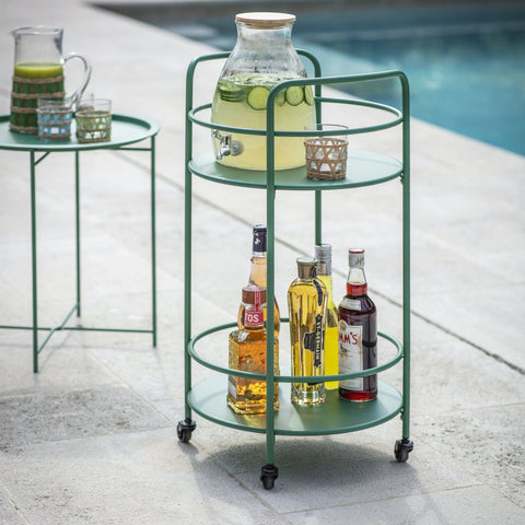 ROUND DRINKS TROLLEY | FOREST GREEN
