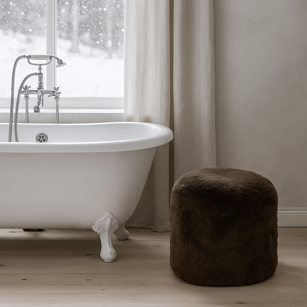 Sheepskin Pouffe - Olive