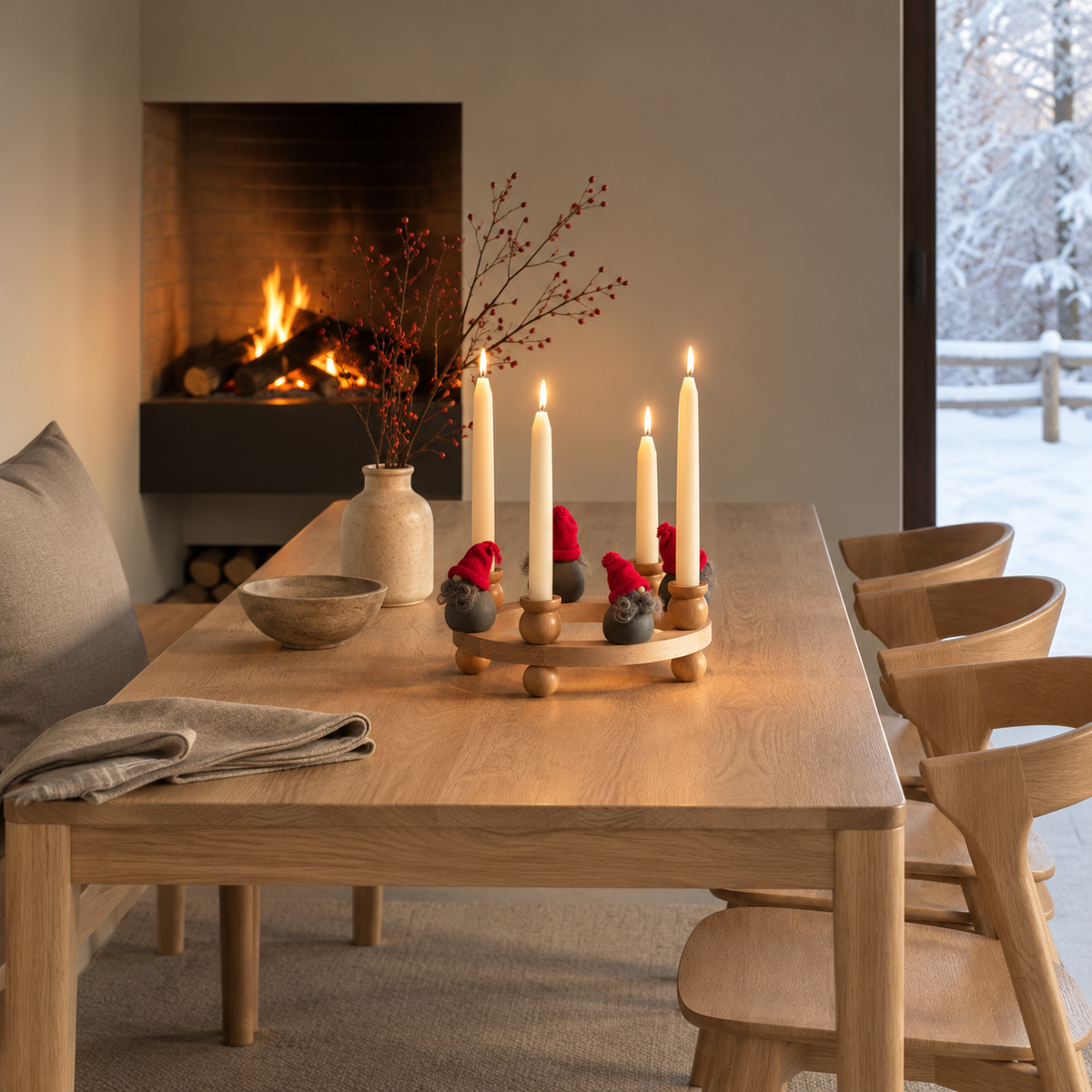 Danish Wooden Candle Ring - Nisse