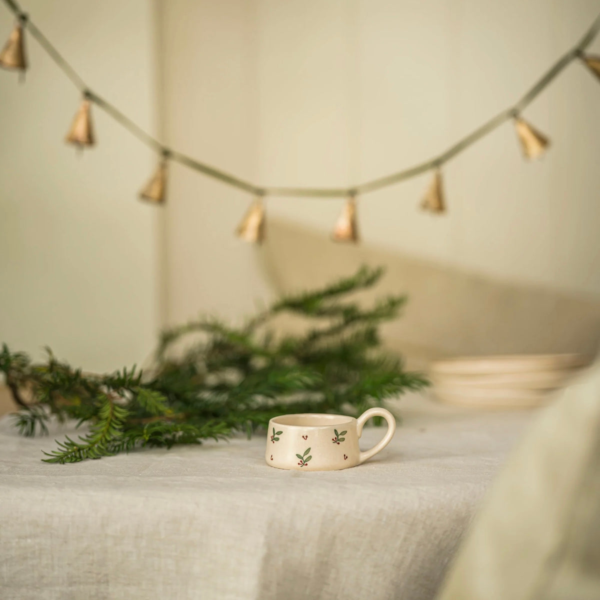 Hand Painted Tea Light Holder - Holly