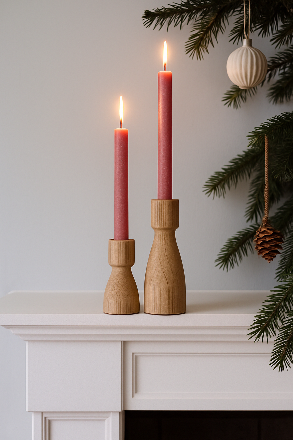 Walcot - Oak Candlestick - Short