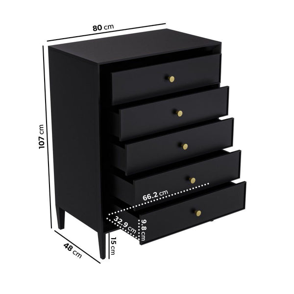 BLACK TALLBOY CHEST DRAWERS | EX SHOWHOME