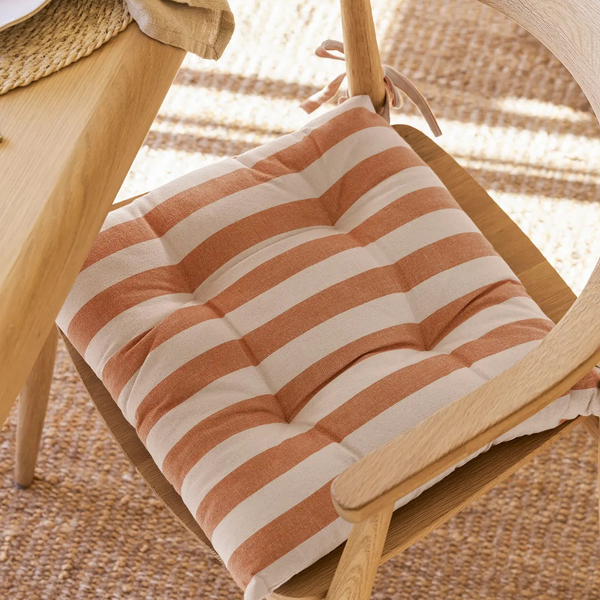 ST MAWES | STRIPED SEAT PAD | TERRACOTTA