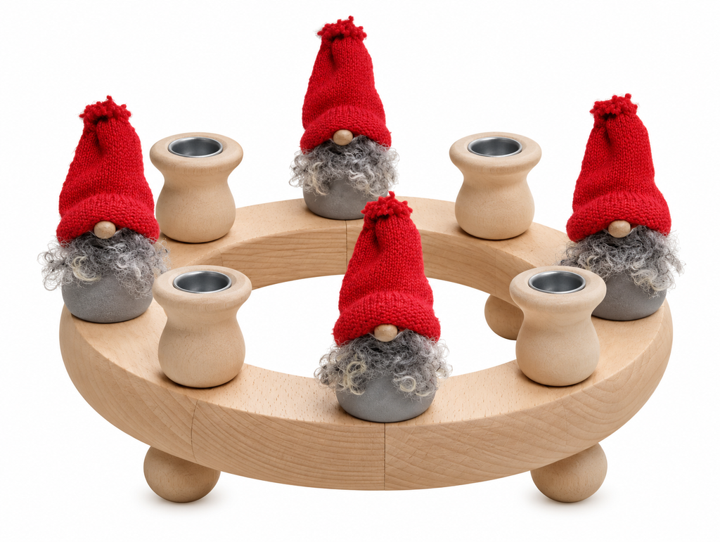 Danish Wooden Candle Ring - Nisse