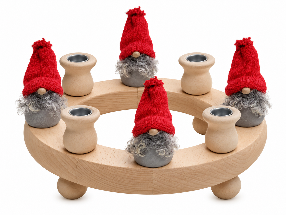 Danish Wooden Candle Ring - Nisse