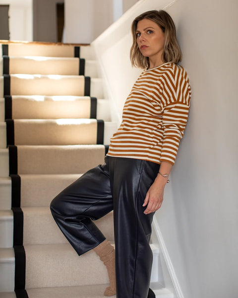CHALK | REBECCA STRIPE TOP | TOBACCO