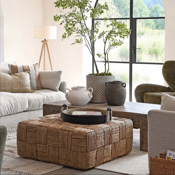 SALCOMBE | JUTE POUFFE COFFEE TABLE