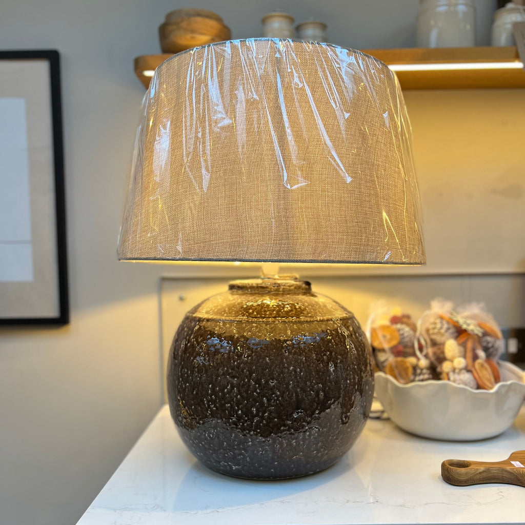 Pecan Glaze - Table Lamp - Hessian Shade