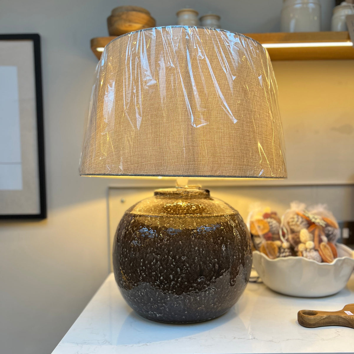 Pecan Glaze - Table Lamp - Hessian Shade