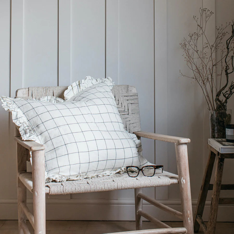 Carbis Bay - Giant Ruffle Cushion - Washed Linen