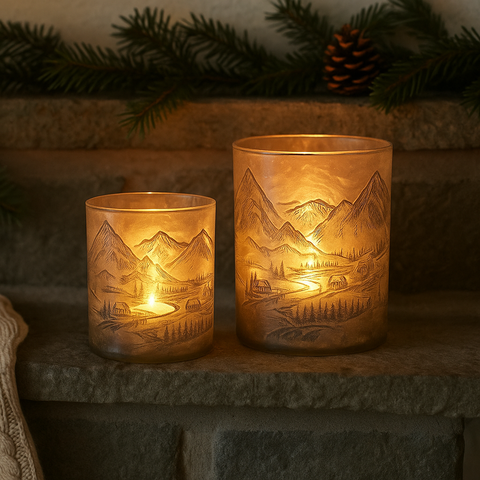 ALPINE | SKI SCENE CANDLE HOLDER | SMALL