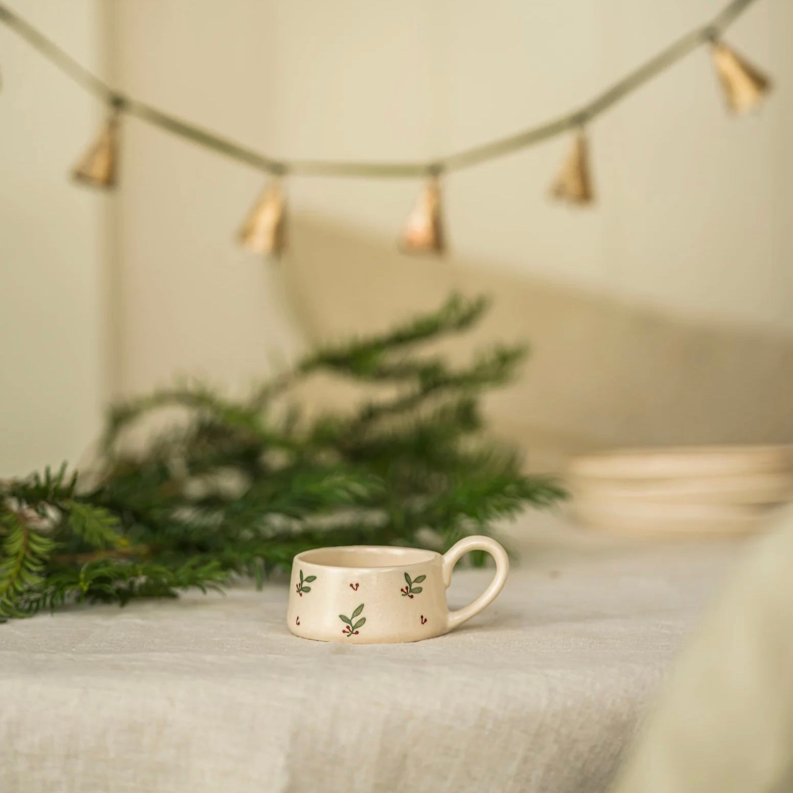 Hand Painted Tea Light Holder - Holly
