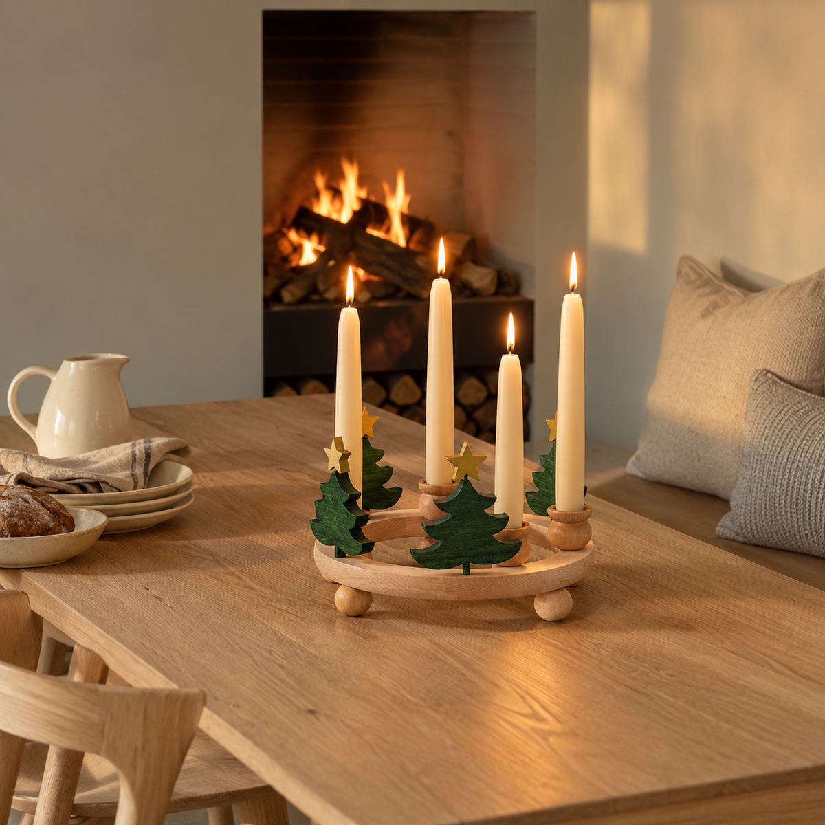 Danish Wooden Candle Ring - Fir Tree