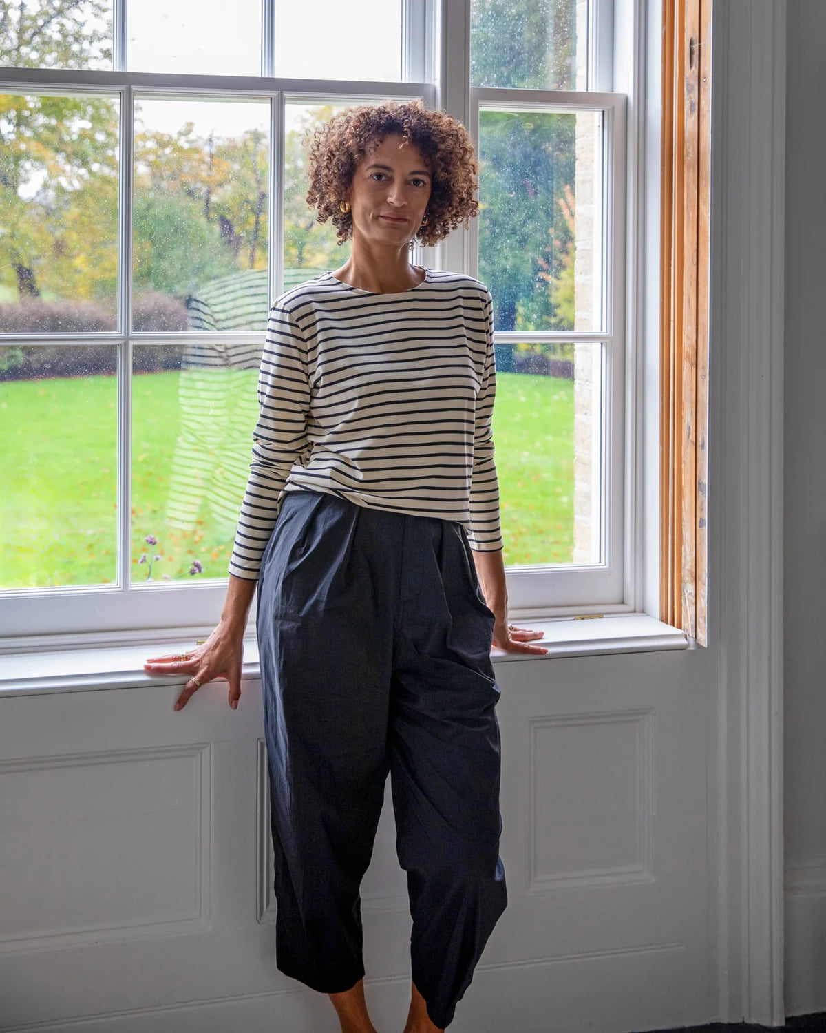 Fleur Stripe Top by Chalk - Black