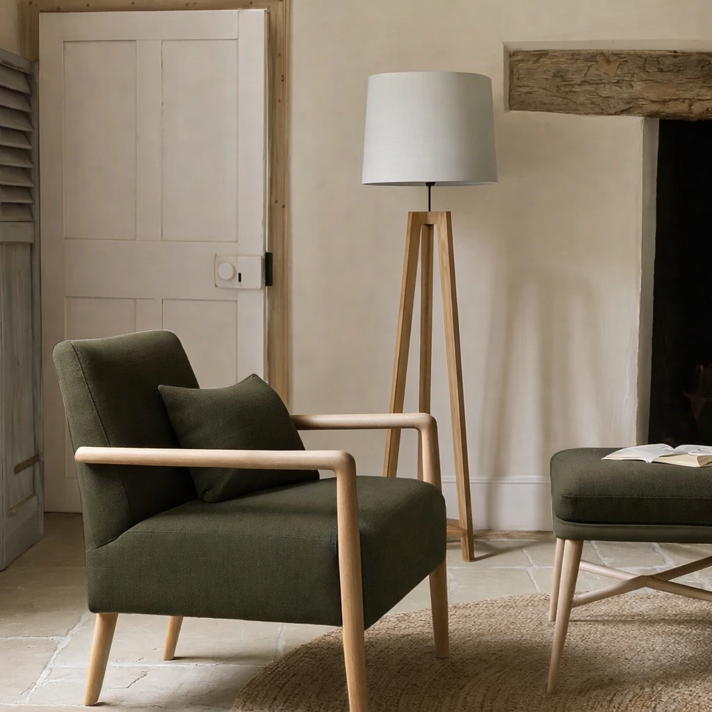The Classic Scandi - Armchair - Dark Olive Velvet