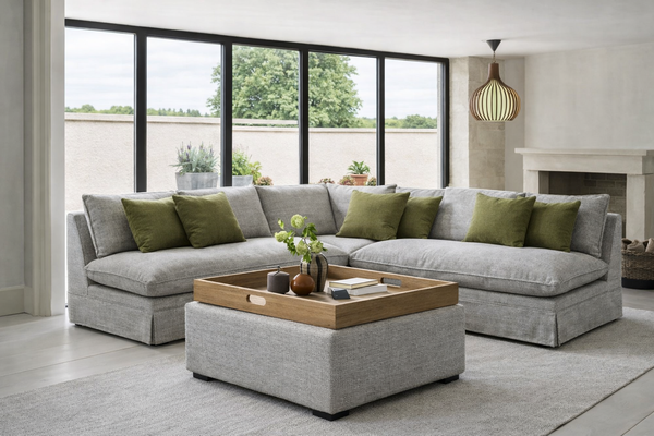 THE BARN | CORNER SOFA & FOOTSTOOL WITH TRAY