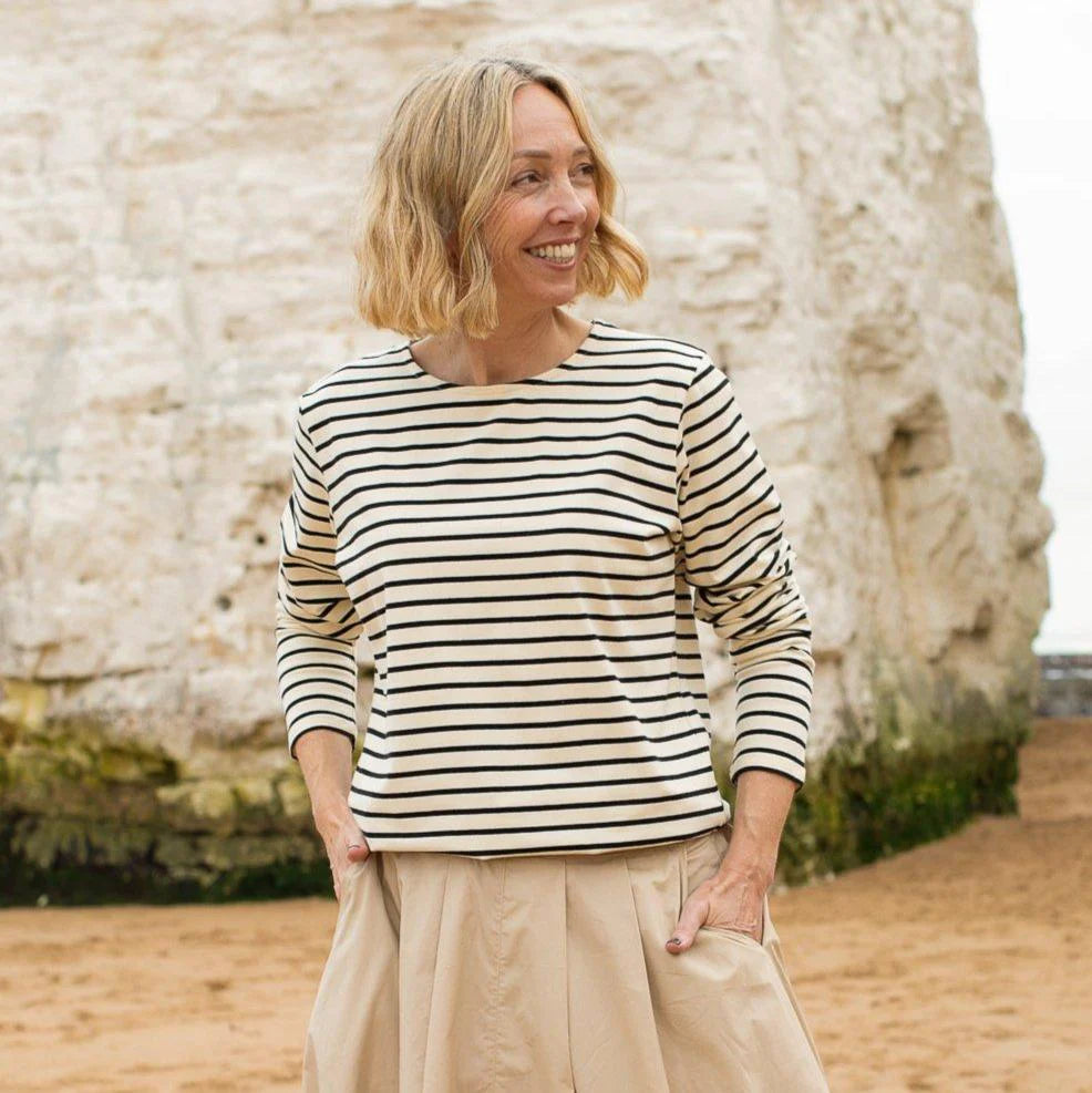 Fleur Stripe Top by Chalk - Black