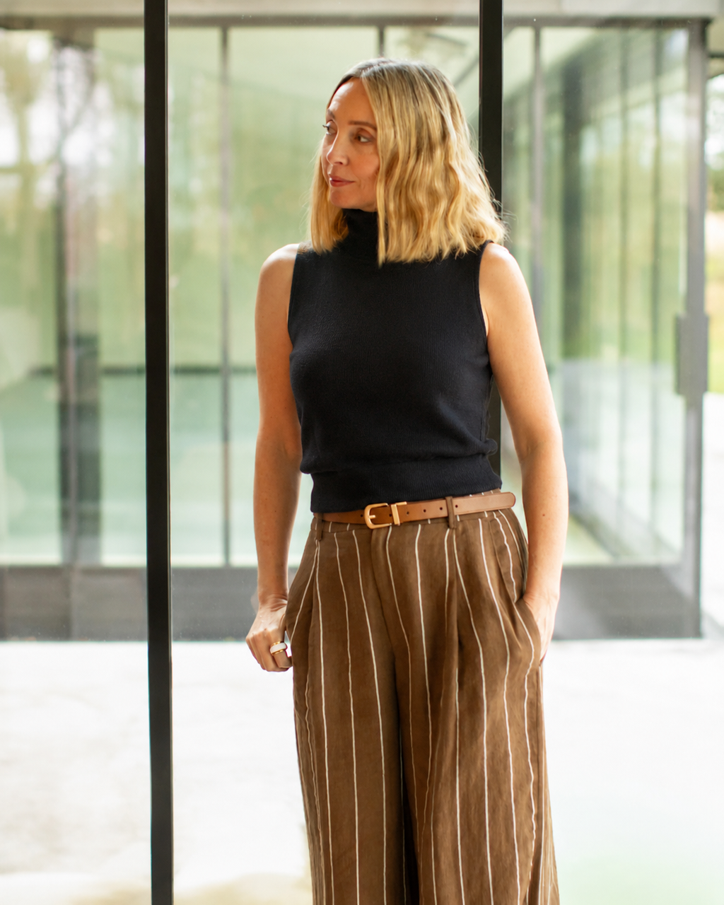 Posy Roll Neck Top by Chalk - Black