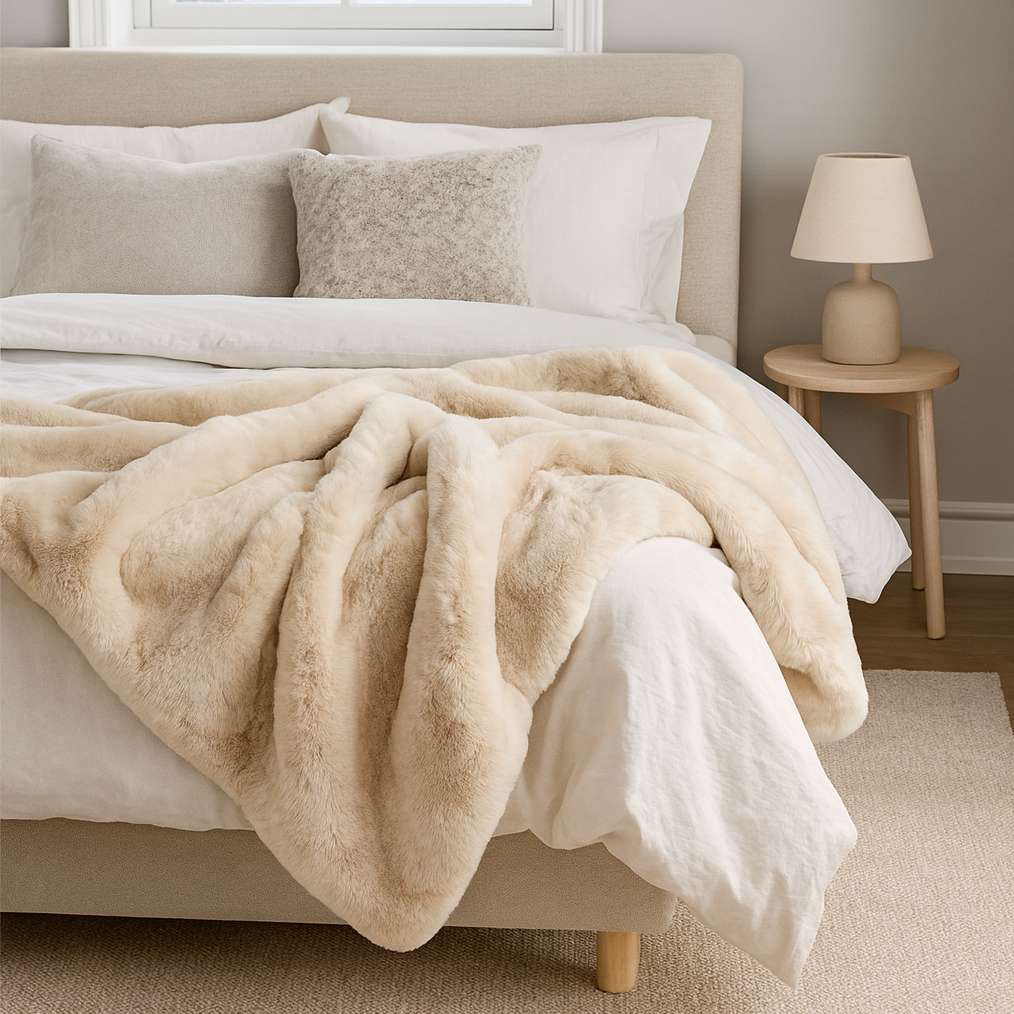 Lars - Luxury Fur Throw - Latte