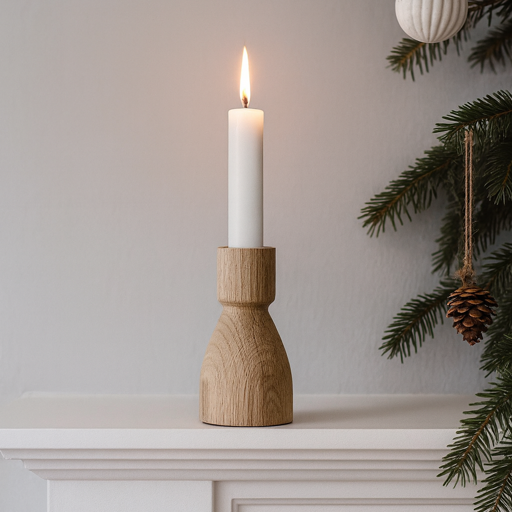 Walcot - Oak Candlestick - Short