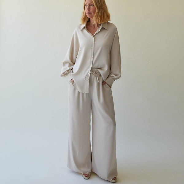 CHALK | THEA WIDE LEG TROUSERS | CHAMPAGNE