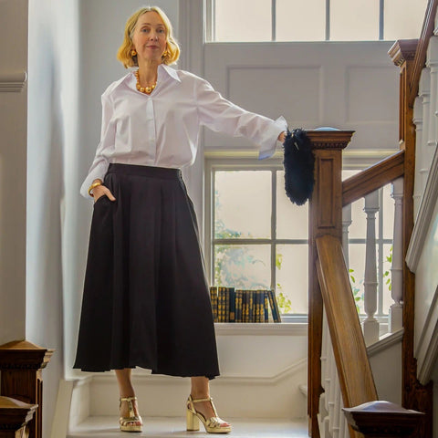 CHALK | AUDREY SKIRT | SATIN | BLACK