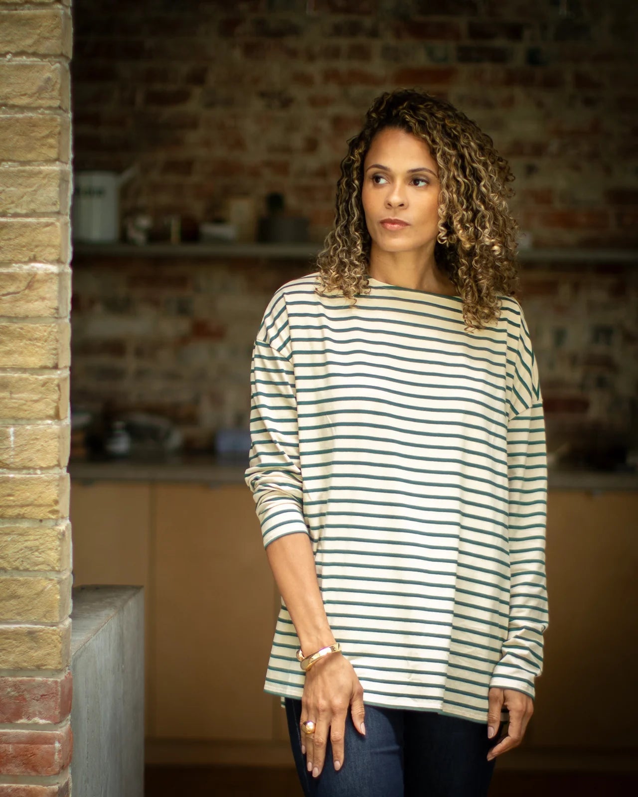 Bryony Stripe Top by Chalk - Evergreen