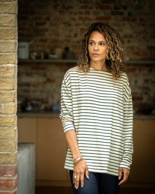 Bryony Stripe Top by Chalk - Evergreen
