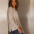 Bryony Stripe Top by Chalk - Grey