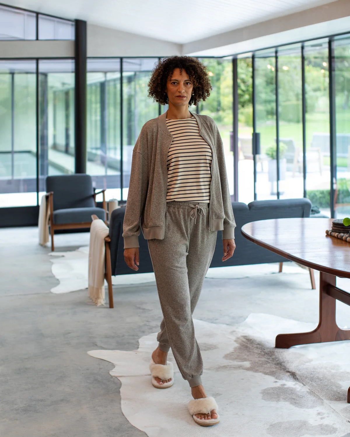 Fleur Stripe Top by Chalk - Grey