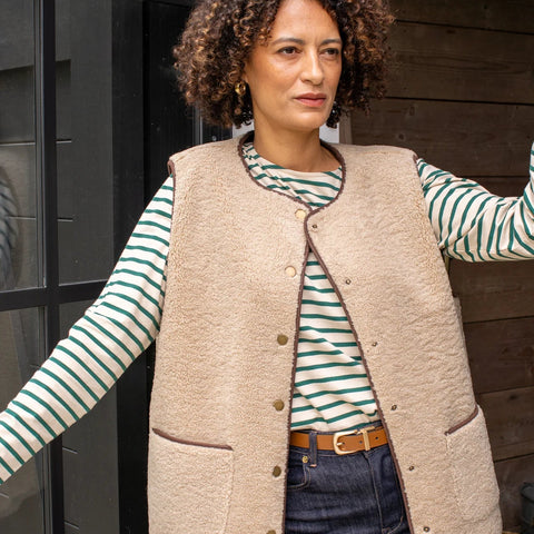 CHALK | FLEUR STRIPE TOP | EVERGREEN