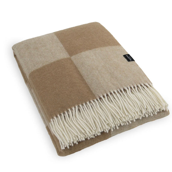 ALPIN | CHEQUERED WOOL THROW | FAWN