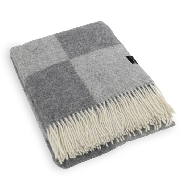 ALPIN | CHEQUERED WOOL THROW | ASH