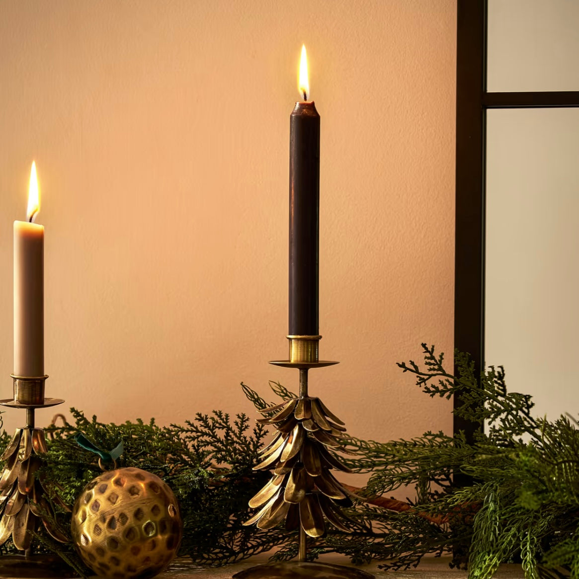 CASTLE COMBE | BRASS TREE DINNER CANDLE HOLDER | LARGE