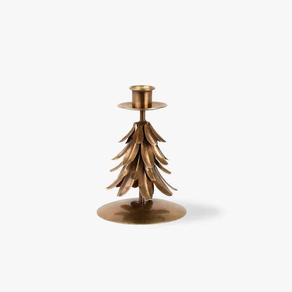 CASTLE COMBE | BRASS TREE DINNER CANDLE HOLDER | SMALL