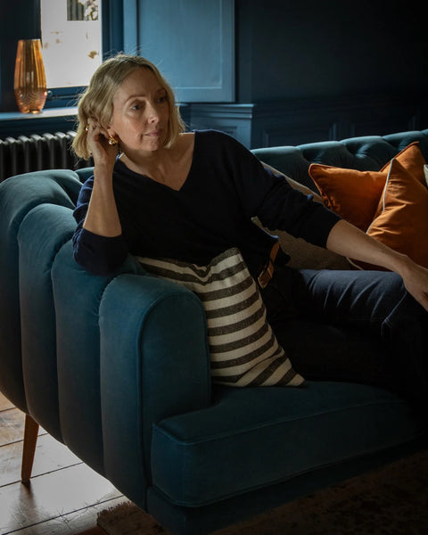 CHALK | ARTHUR | LONG OBLONG CUSHION | COFFEE STRIPE