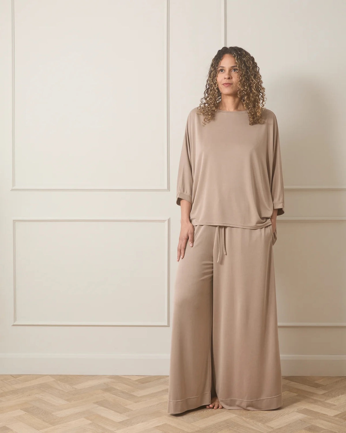 Pepper Wide Leg Trousers by Chalk - Fawn