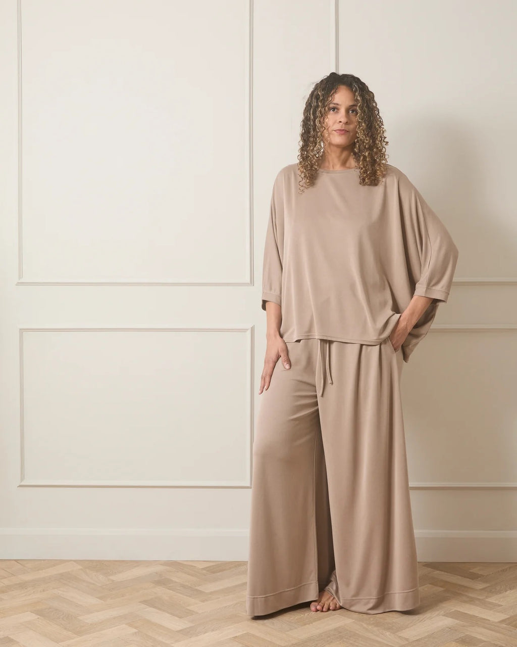 Pepper Wide Leg Trousers by Chalk - Fawn