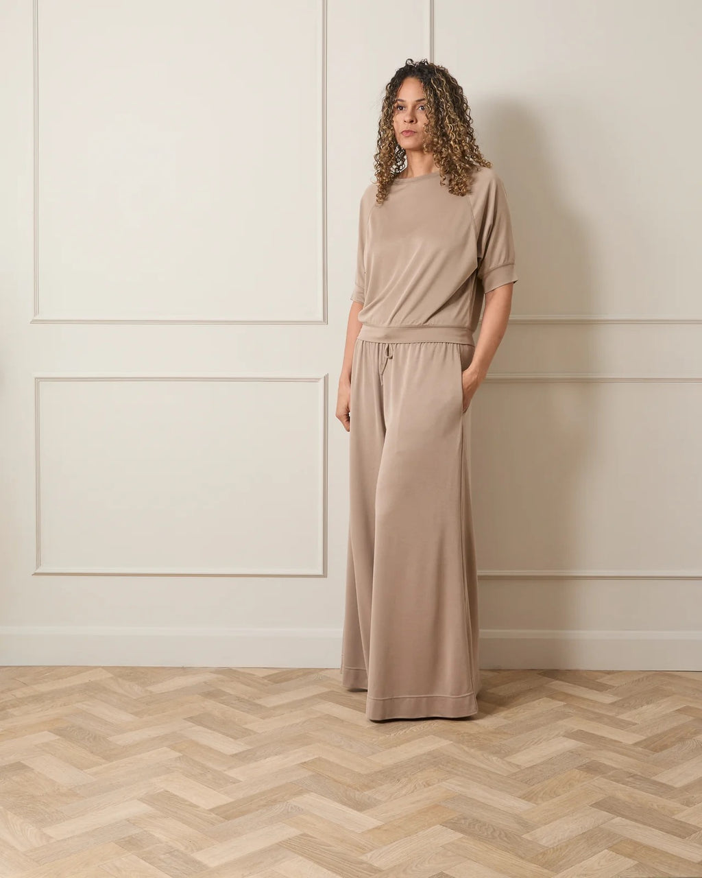 Pepper Wide Leg Trousers by Chalk - Fawn