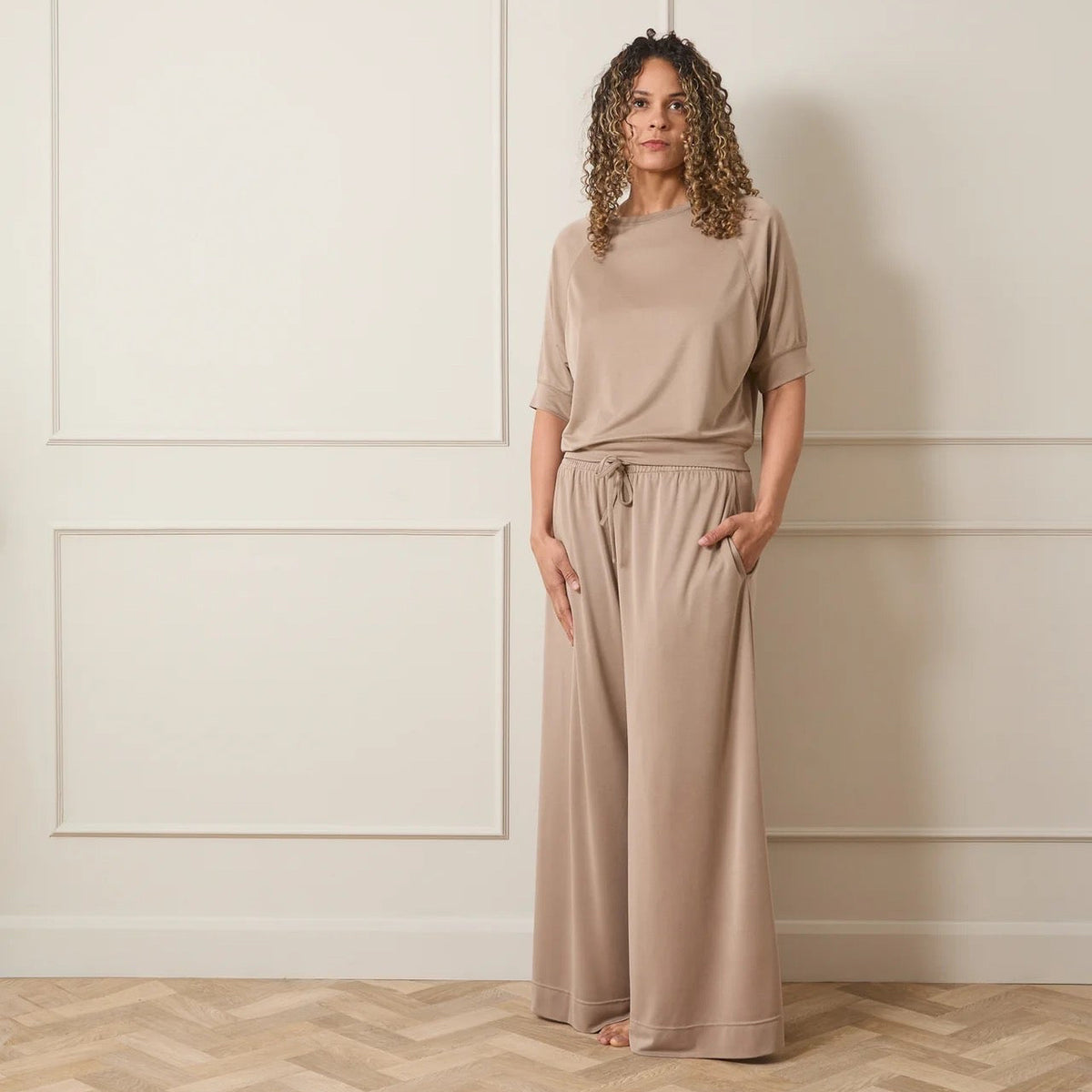 Pepper Wide Leg Trousers by Chalk - Fawn