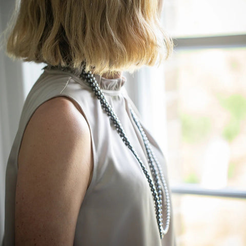 CHALK | BURLEY LONG BEADED NECKLACE | GREY