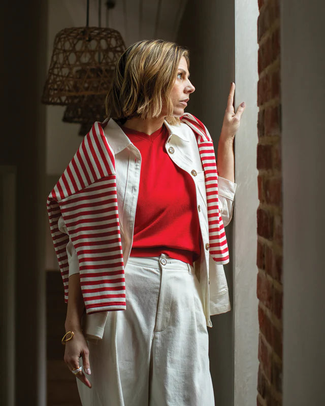 Rebecca Stripe Top by Chalk - Red