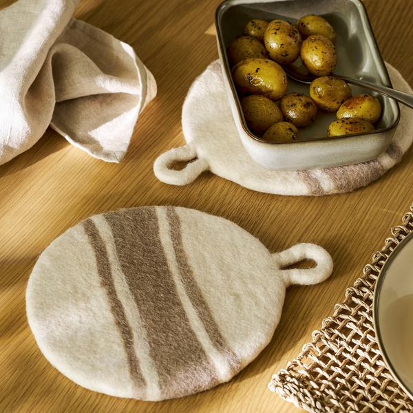 WALCOT | FELT TRIVET | STRIPED TRUFFLE