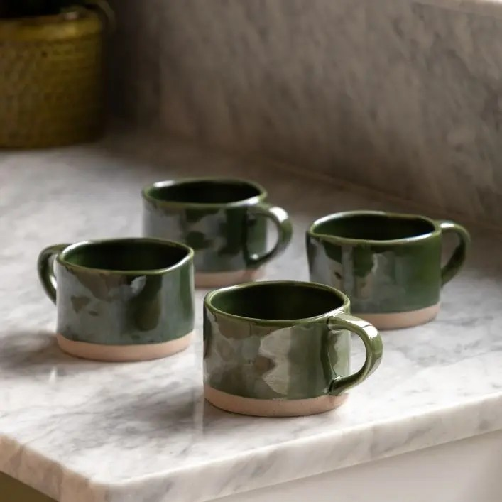 Mossy Green - Ceramic Mug Set Of 4