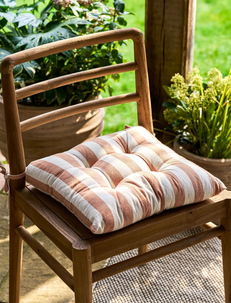 ST MAWES | STRIPED SEAT PAD | TERRACOTTA