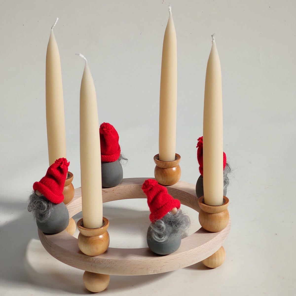 Danish Wooden Candle Ring - Nisse