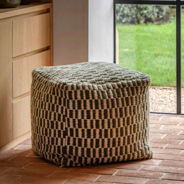 Woven Pouffe Stool - Olive