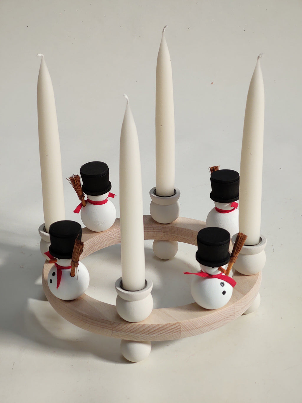Danish Wooden Candle Ring - Snowman