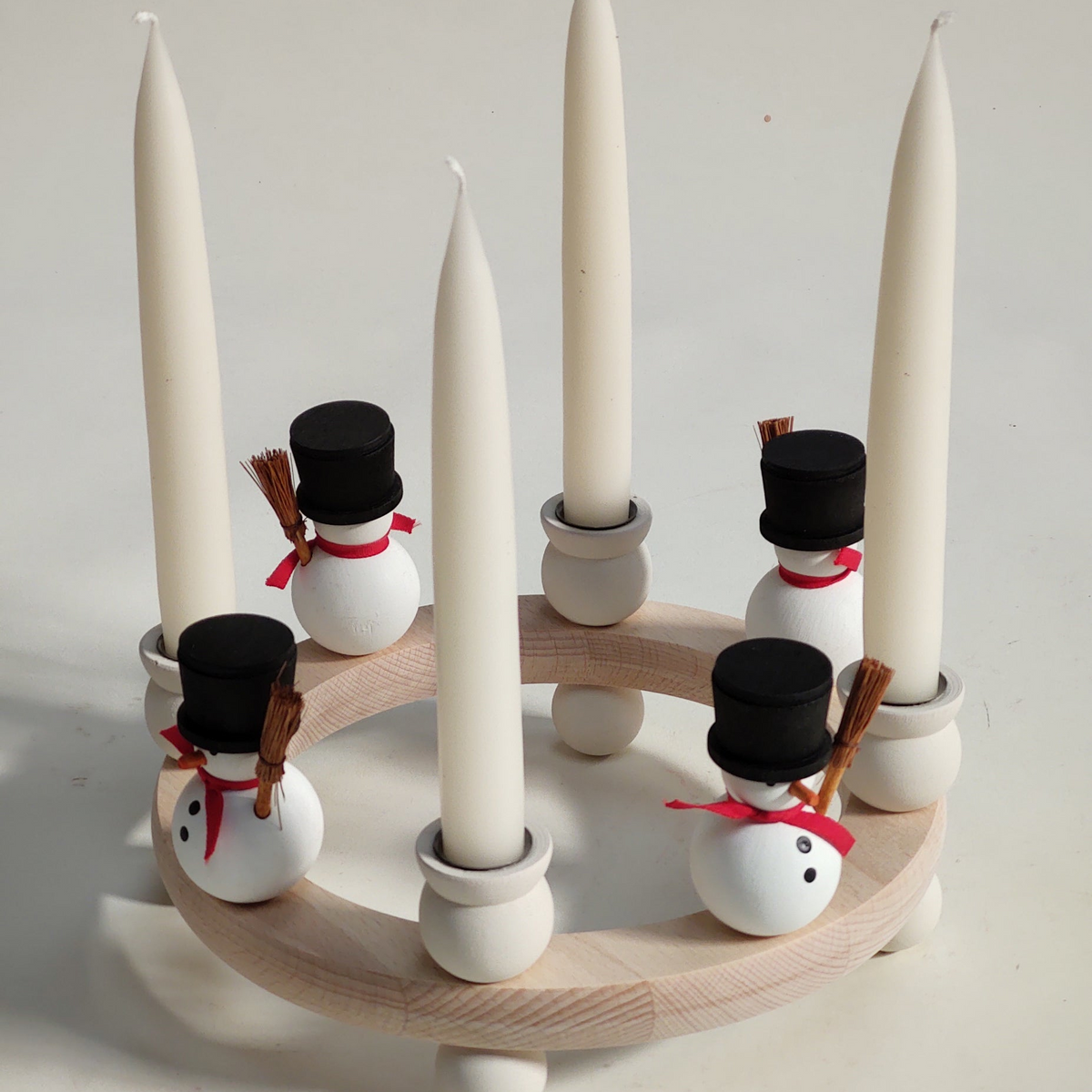 Danish Wooden Candle Ring - Snowman
