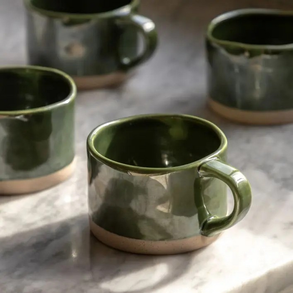 MOSSY GREEN | CERAMIC MUG SET OF 4